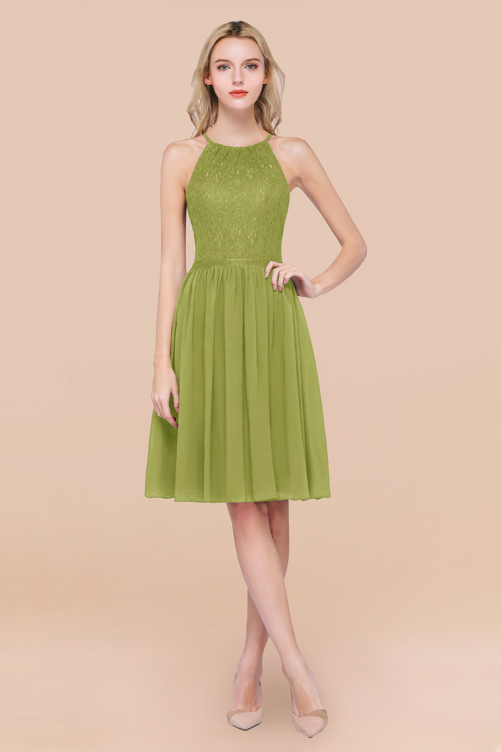 Lovely Burgundy Lace Short Bridesmaid Dresses With Spaghetti-Straps