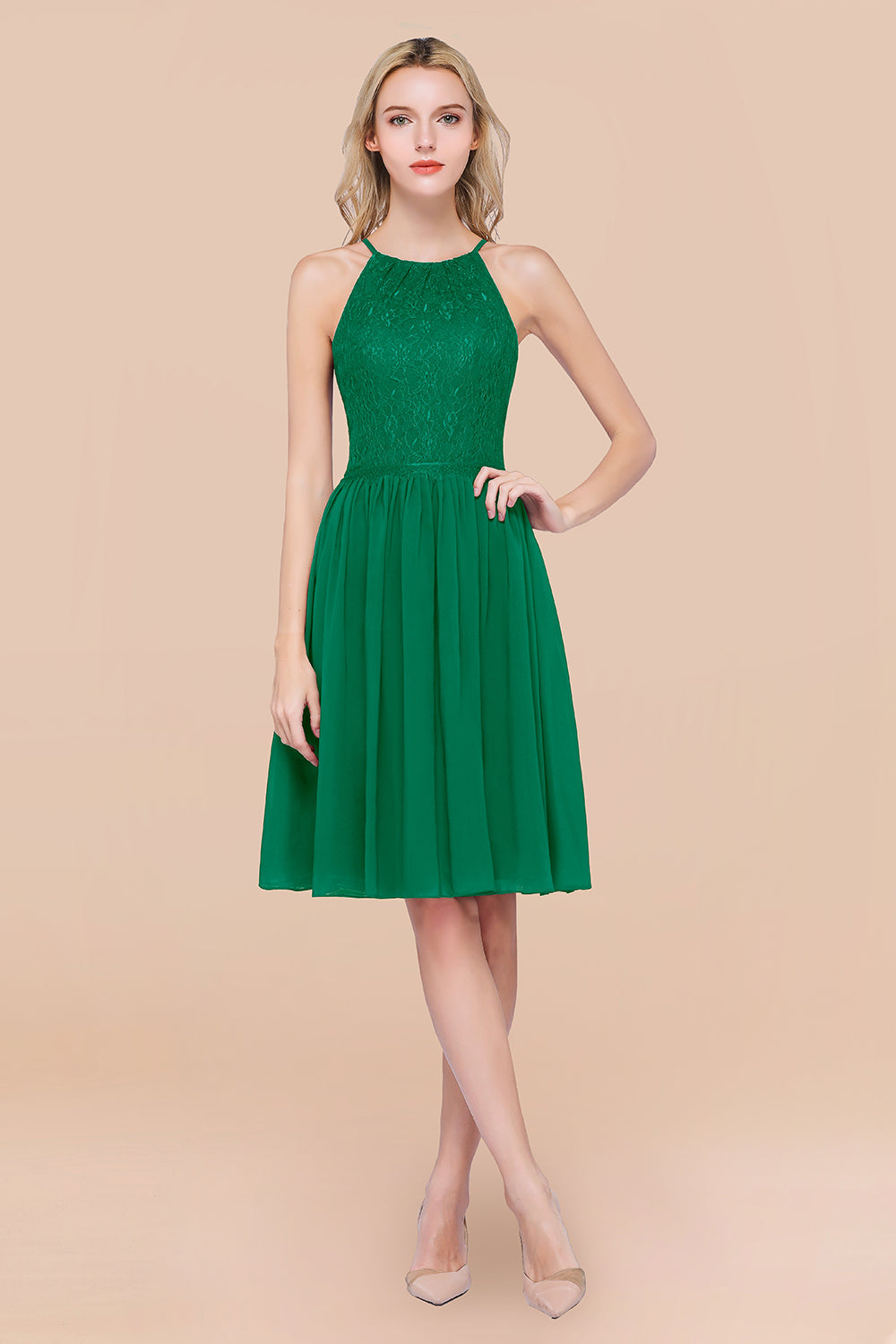 Lovely Burgundy Lace Short Bridesmaid Dresses With Spaghetti-Straps