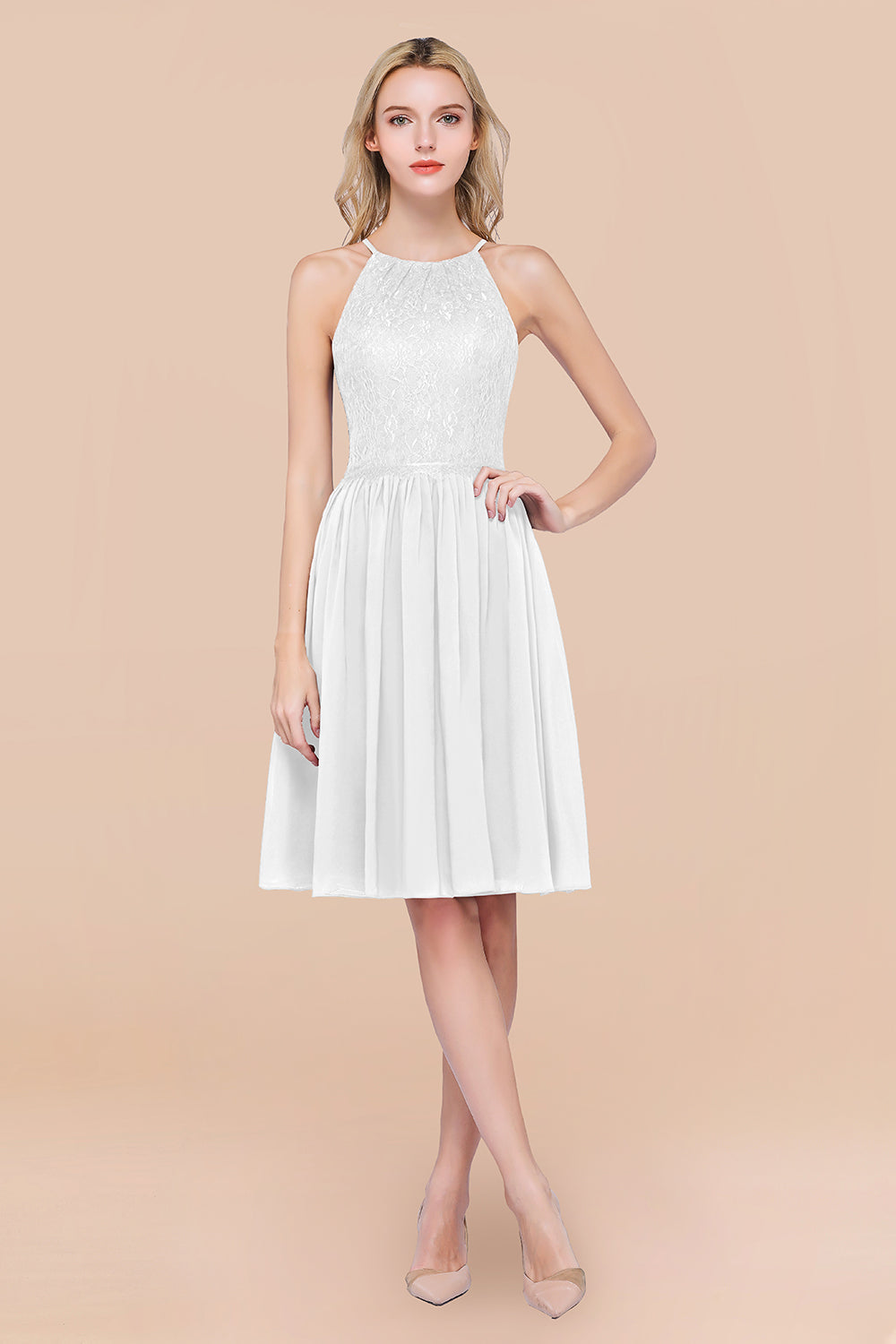 Lovely Burgundy Lace Short Bridesmaid Dresses With Spaghetti-Straps - Fashionpara
