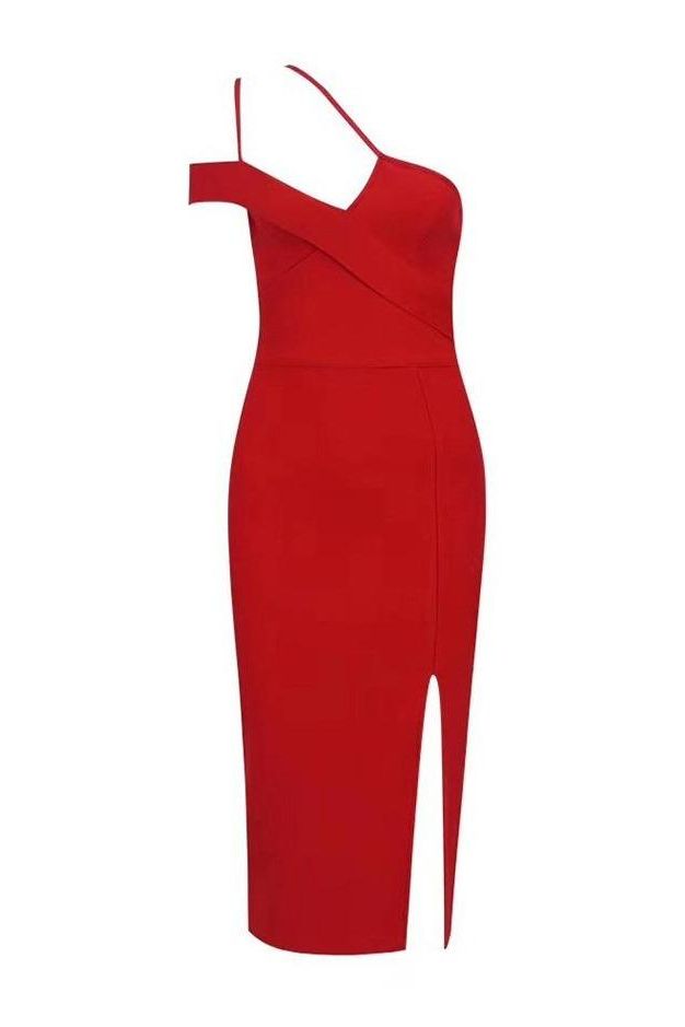 Luna Bodycon Dress - Lipstick Red - Fashionpara