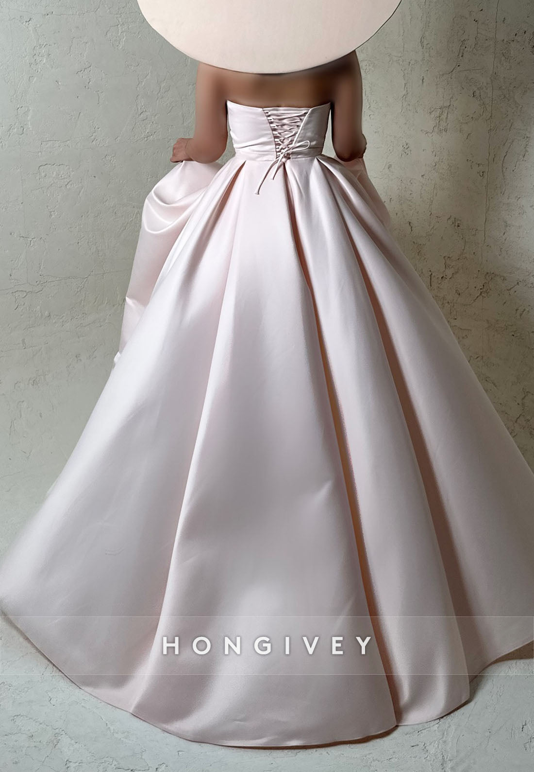 Side Slit Satin Rhinestone Formal Dresses Pleated Strapless A-line Evening Gown