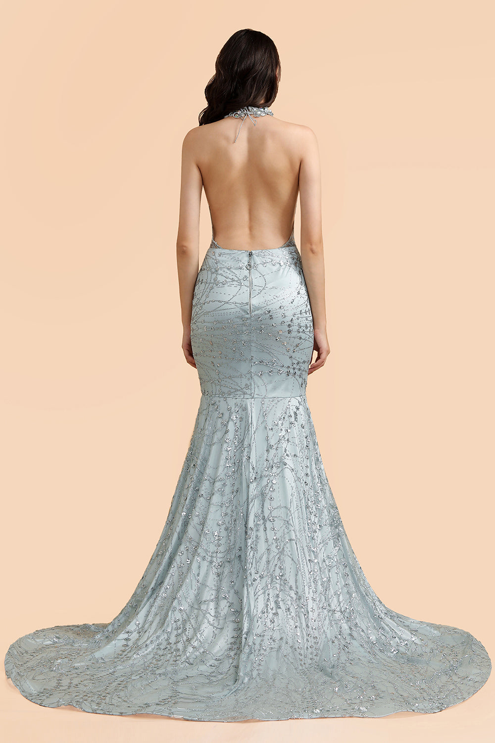 Luxurious Halter Rhinestones Prom Dress Mermaid Long - Fashionpara