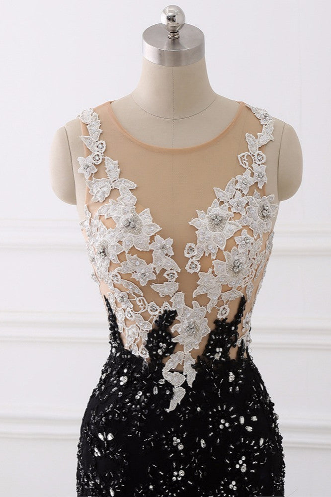 Luxury Tulle Jewel Appliques Mermaid Prom Dresses with Rhinestone - Fashionpara