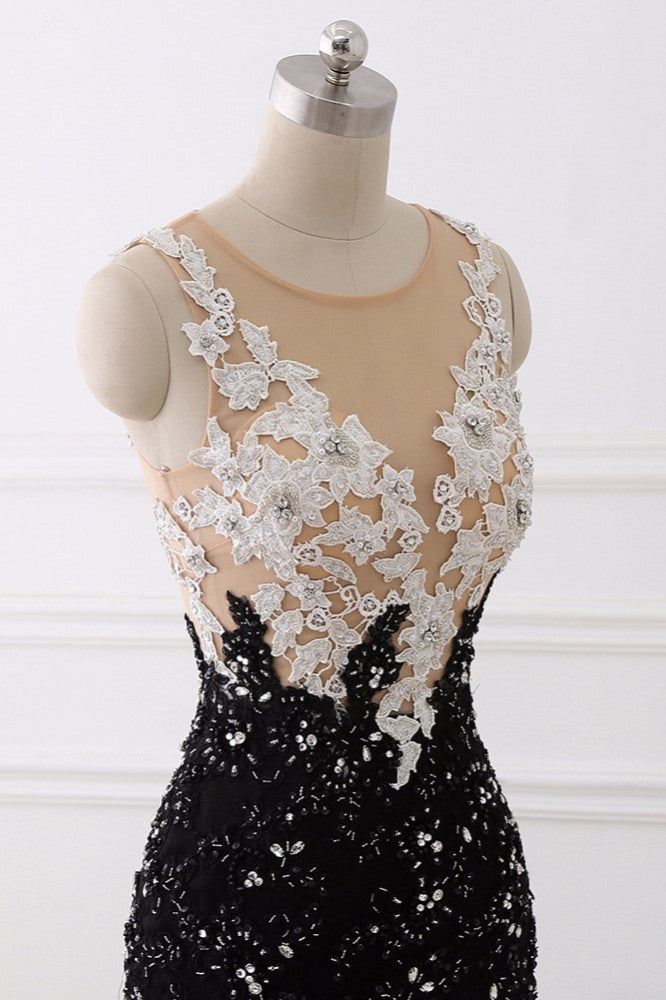 Luxury Tulle Jewel Appliques Mermaid Prom Dresses with Rhinestone - Fashionpara