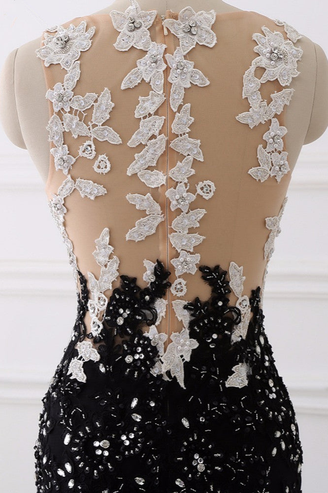 Luxury Tulle Jewel Appliques Mermaid Prom Dresses with Rhinestone - Fashionpara