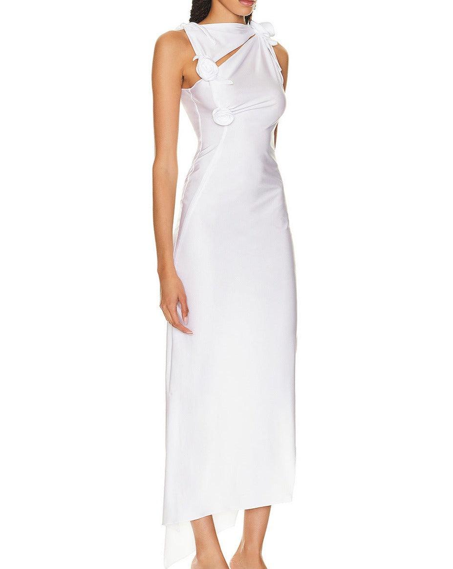 KittenAlarm - Lydia Applique Flower Asymmetric Dress
