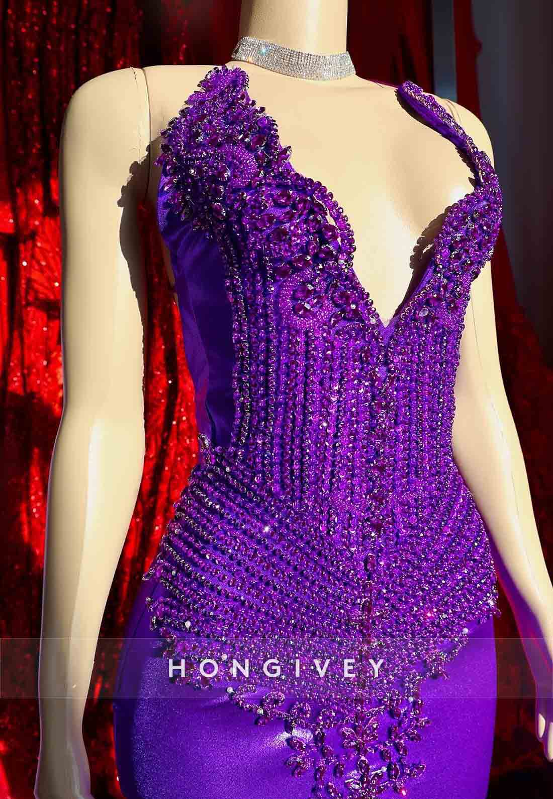 Sexy Sleeveless Low V-Neck Tie Back Beading Sheath Mini Homecoming Dresses