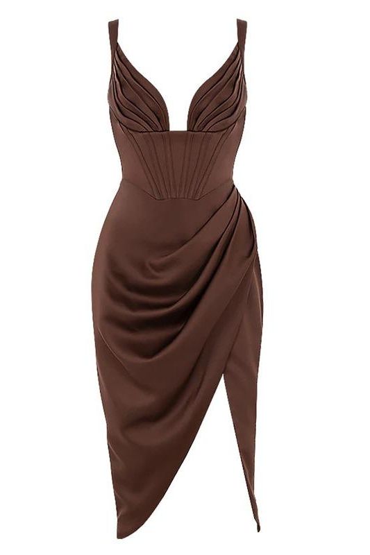 Maddi Bodycon Dress - Tan Brown - Fashionpara