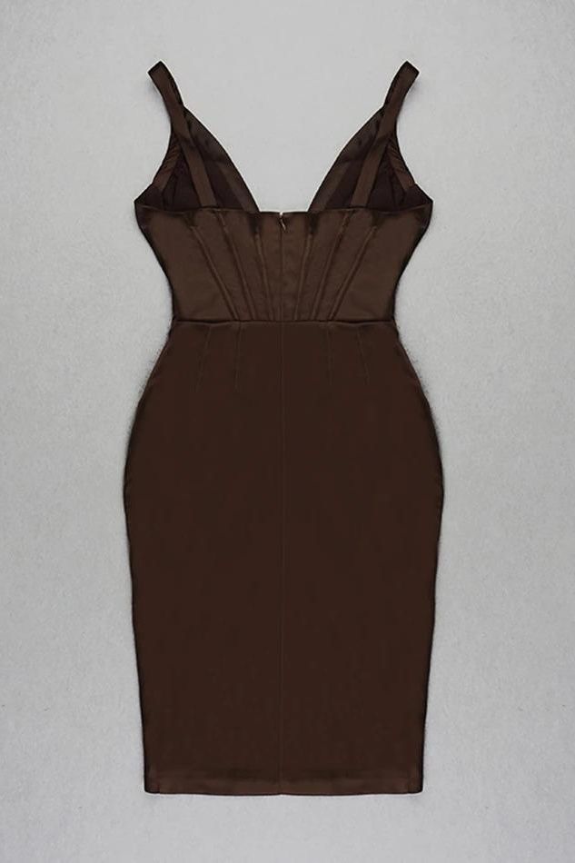 Maddi Bodycon Dress - Tan Brown - Fashionpara