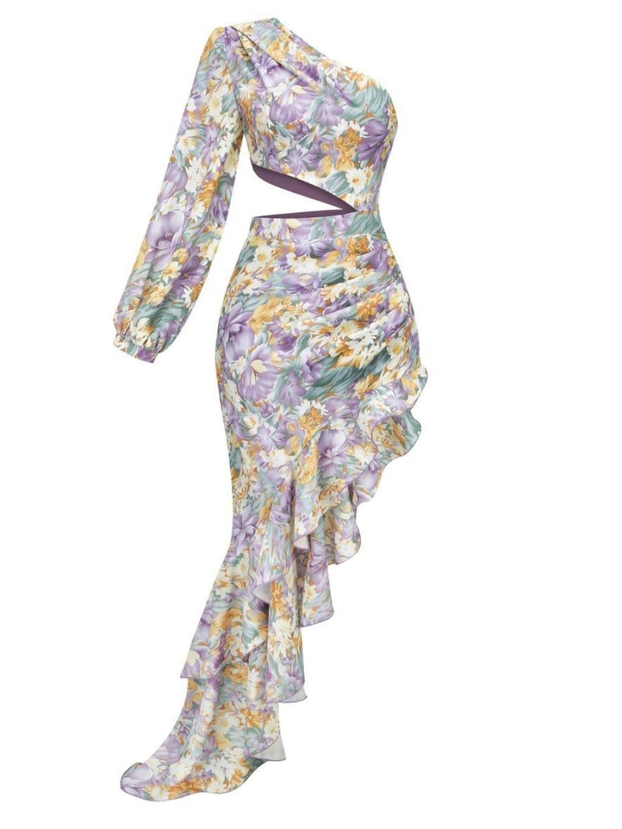 Asymmetrical Ruffle Maxi - Fashionpara