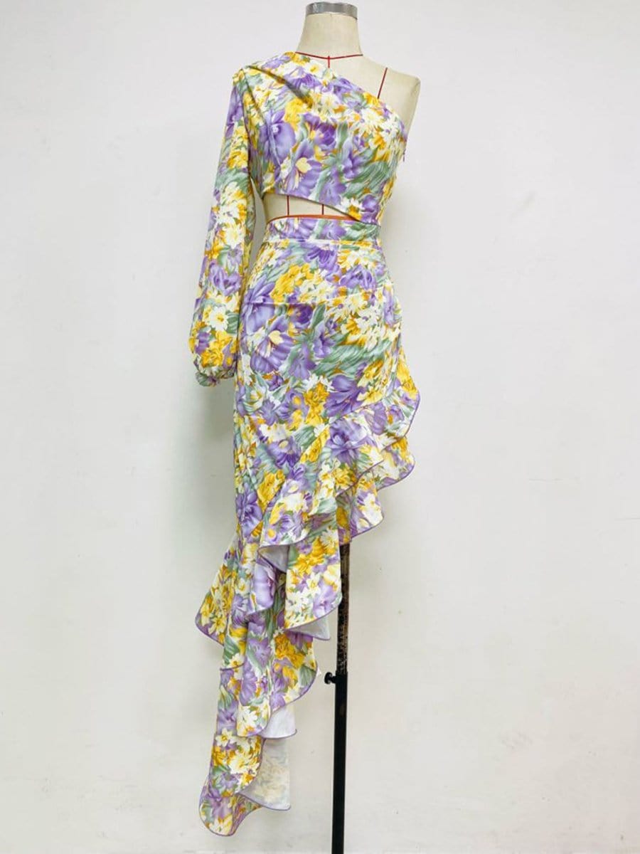 Asymmetrical Ruffle Maxi - Fashionpara