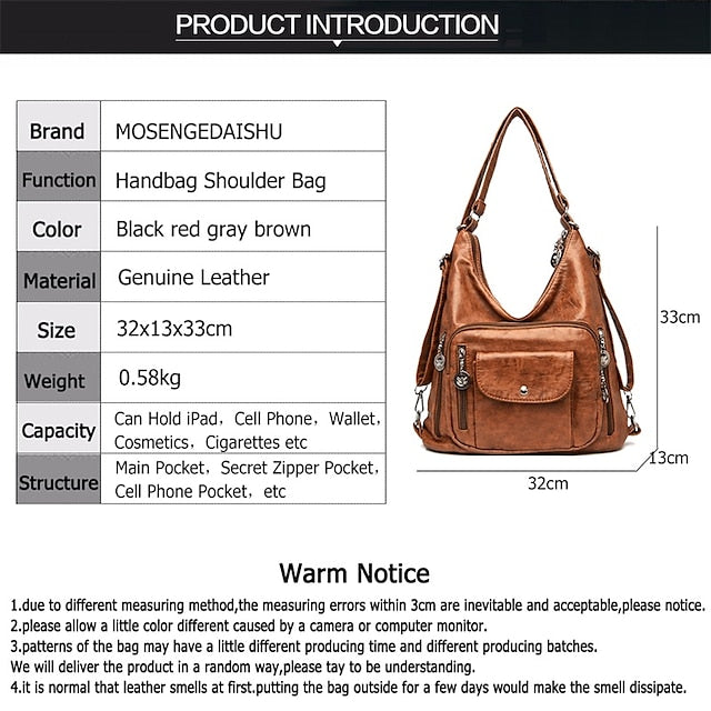 Bag - Leather Faux Hobo Vintage-Brown