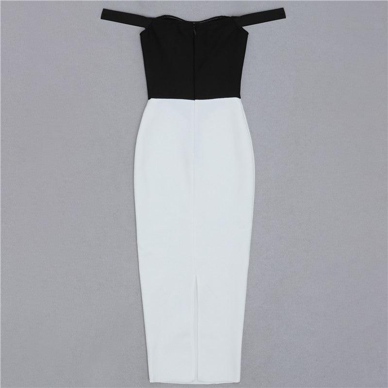 KittenAlarm - Malia Two-tone Off Shoulder Dress