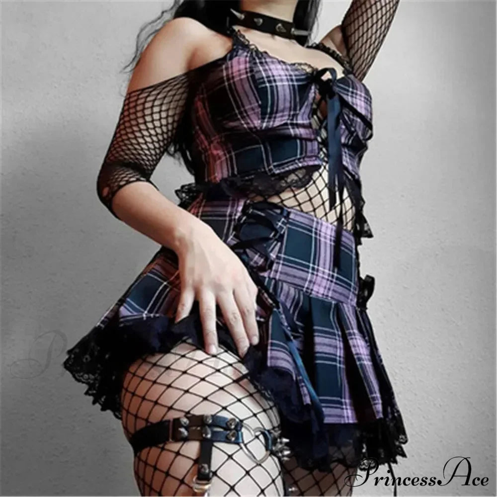 Mall Gothic Grunge Summer Mini Women Y2K Vintage Lace Harajuku Streetwear High Waist Bandage Sexy Skirt