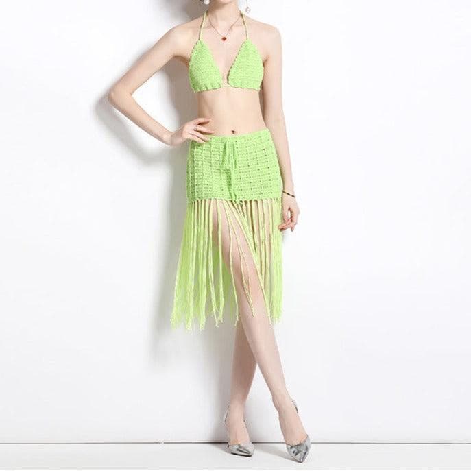 KittenAlarm - Marcela Crochet Tassel Skirt Set