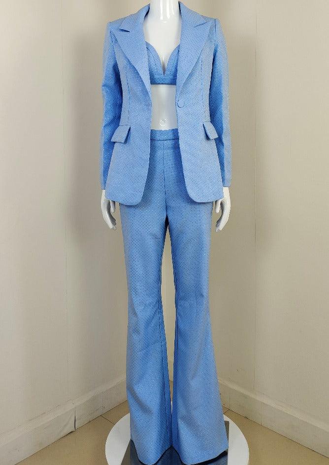 KittenAlarm - Margie Three Piece Bralette & Blazer Top With Long Pants