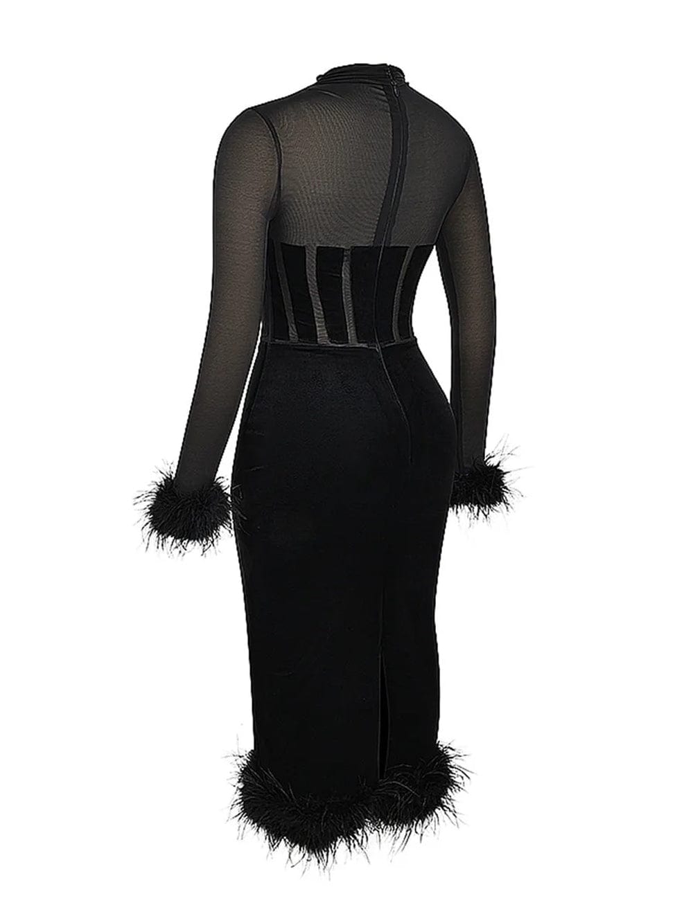 Backless Bodycon Feather - Fashionpara