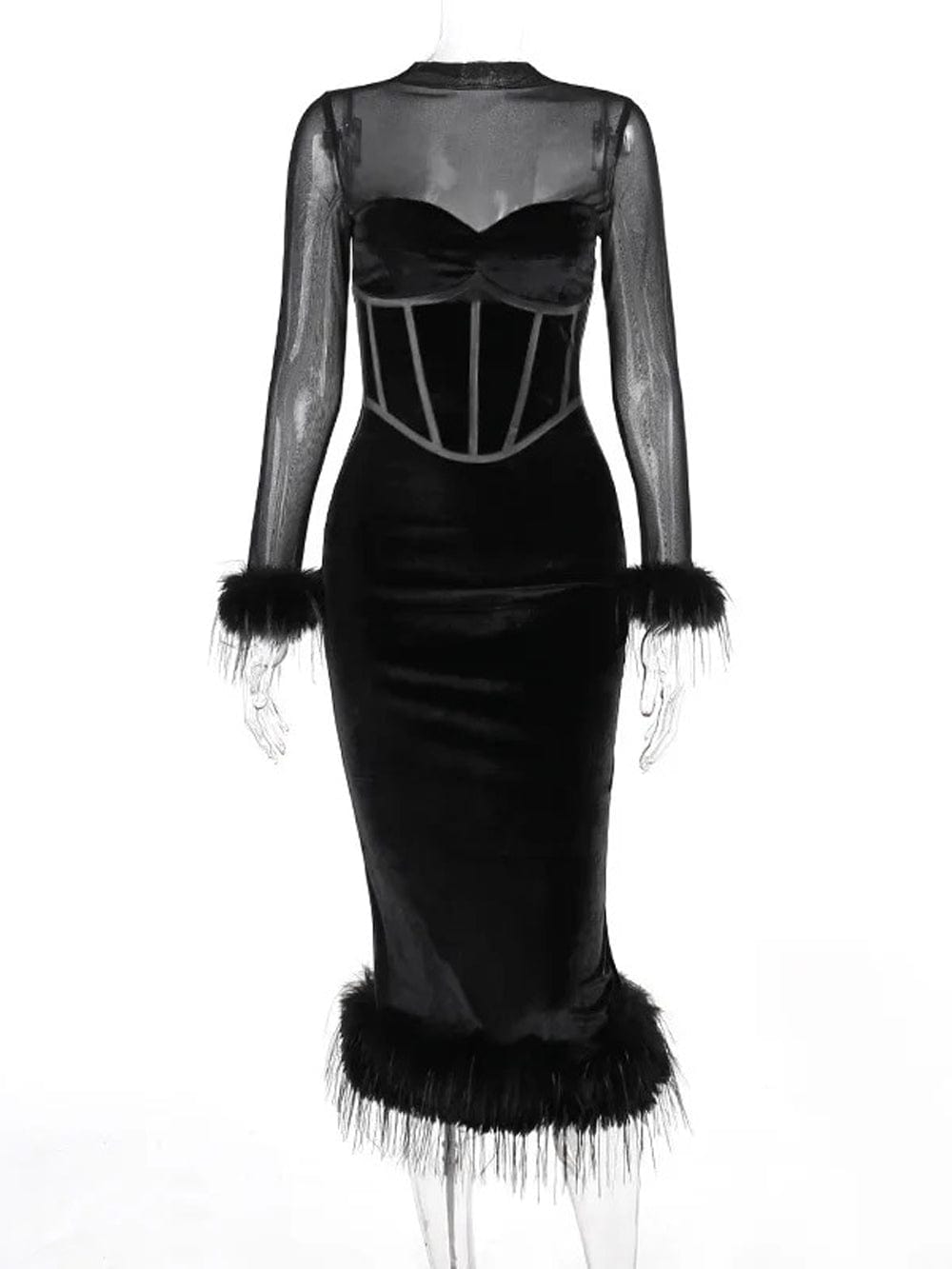 Backless Bodycon Feather - Fashionpara