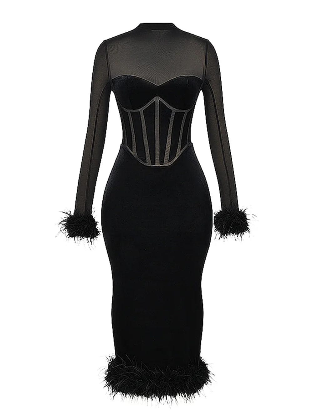 Backless Bodycon Feather - Fashionpara