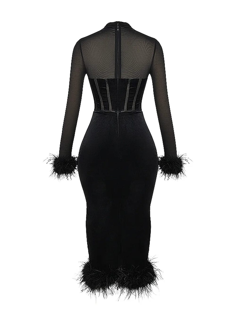 Backless Bodycon Feather - Fashionpara