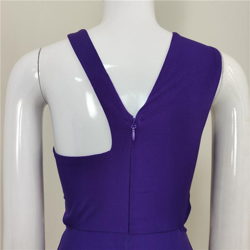 Halter Neck Ruched Cutout Bodycon Maxi Dress