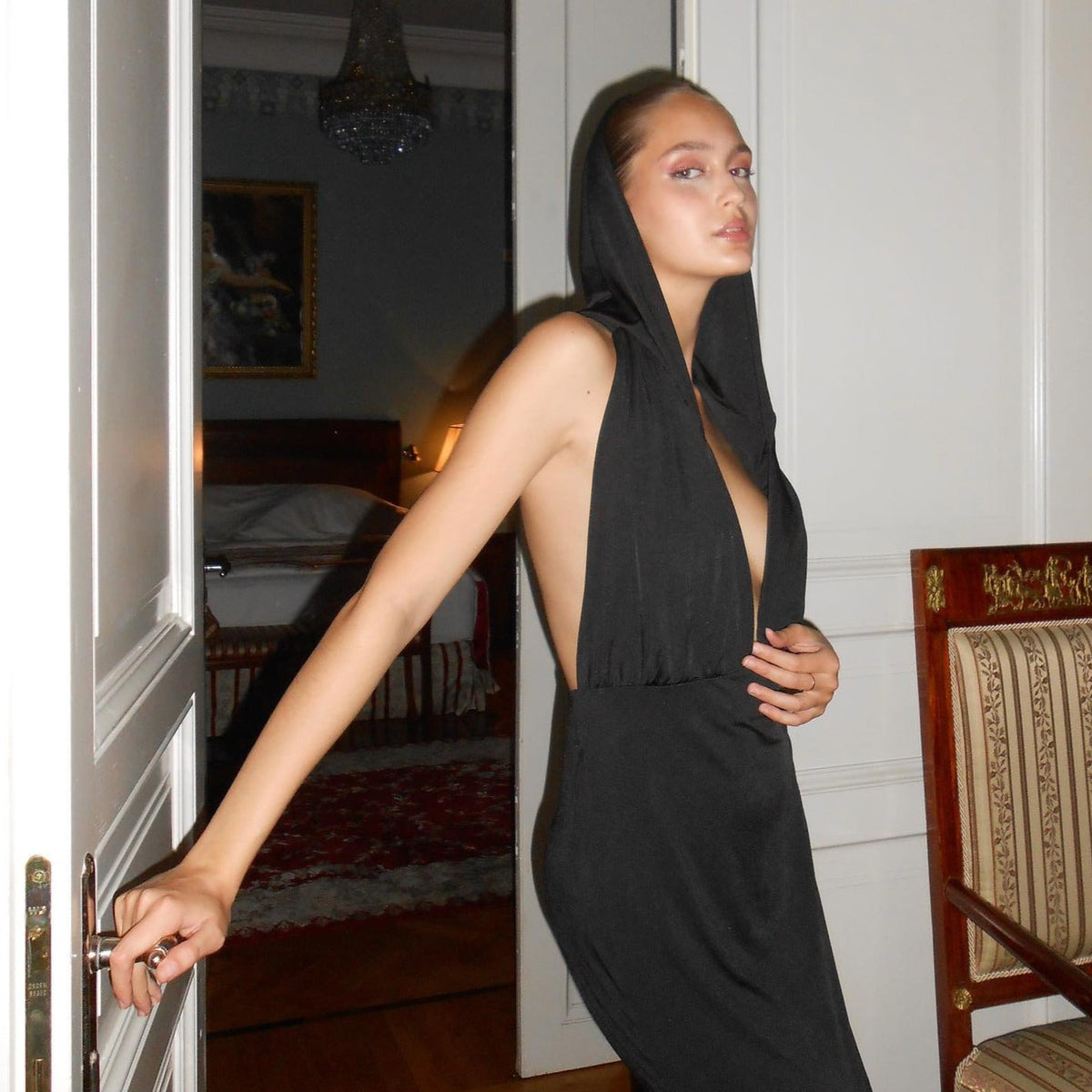 Hooded Open-Back Sleeveless Bodycon Maxi Dress 7