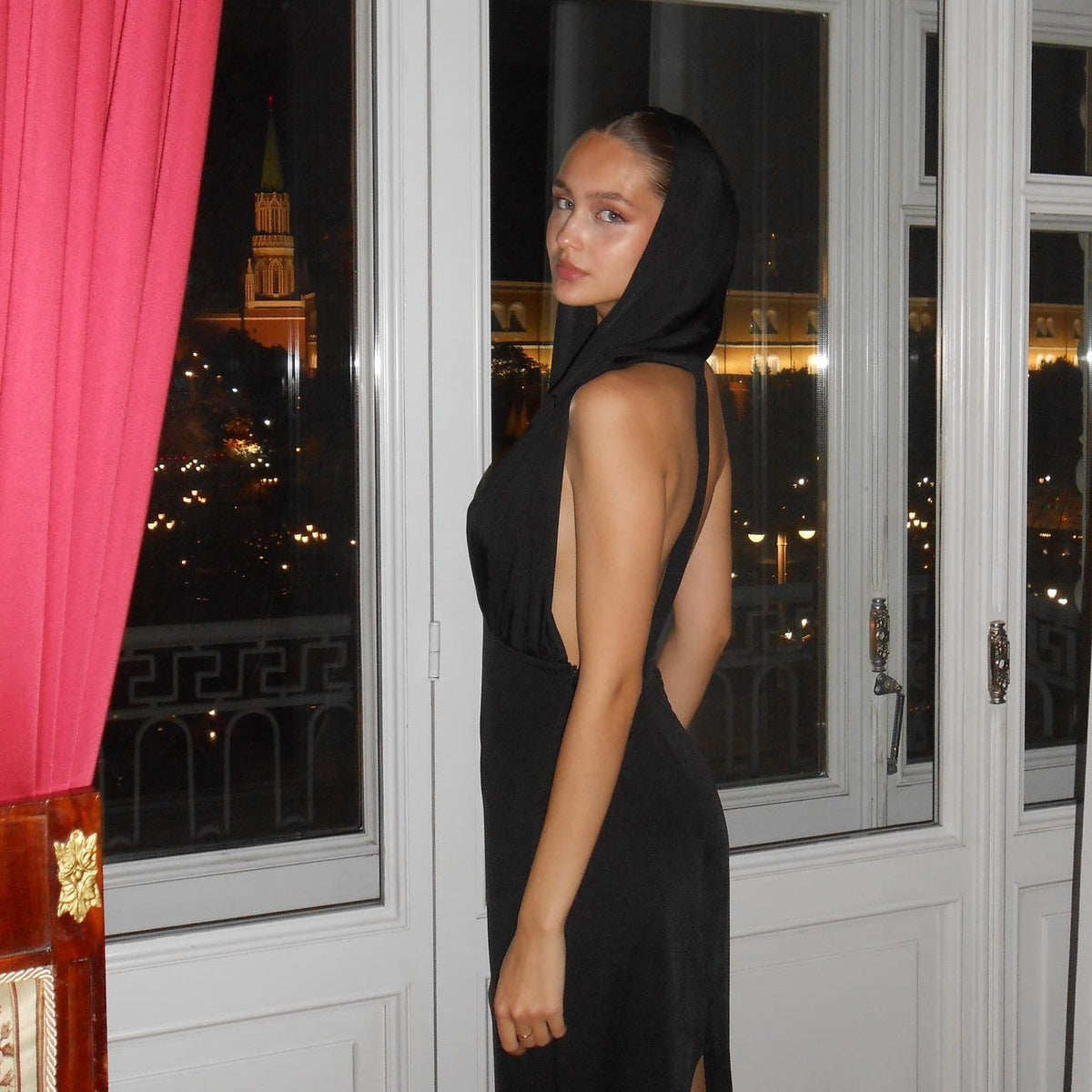 Hooded Open-Back Sleeveless Bodycon Maxi Dress 8