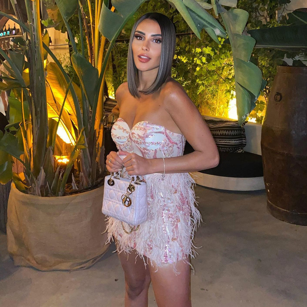 Sequin Strapless Corset Feather Fringe Mini Dress 7