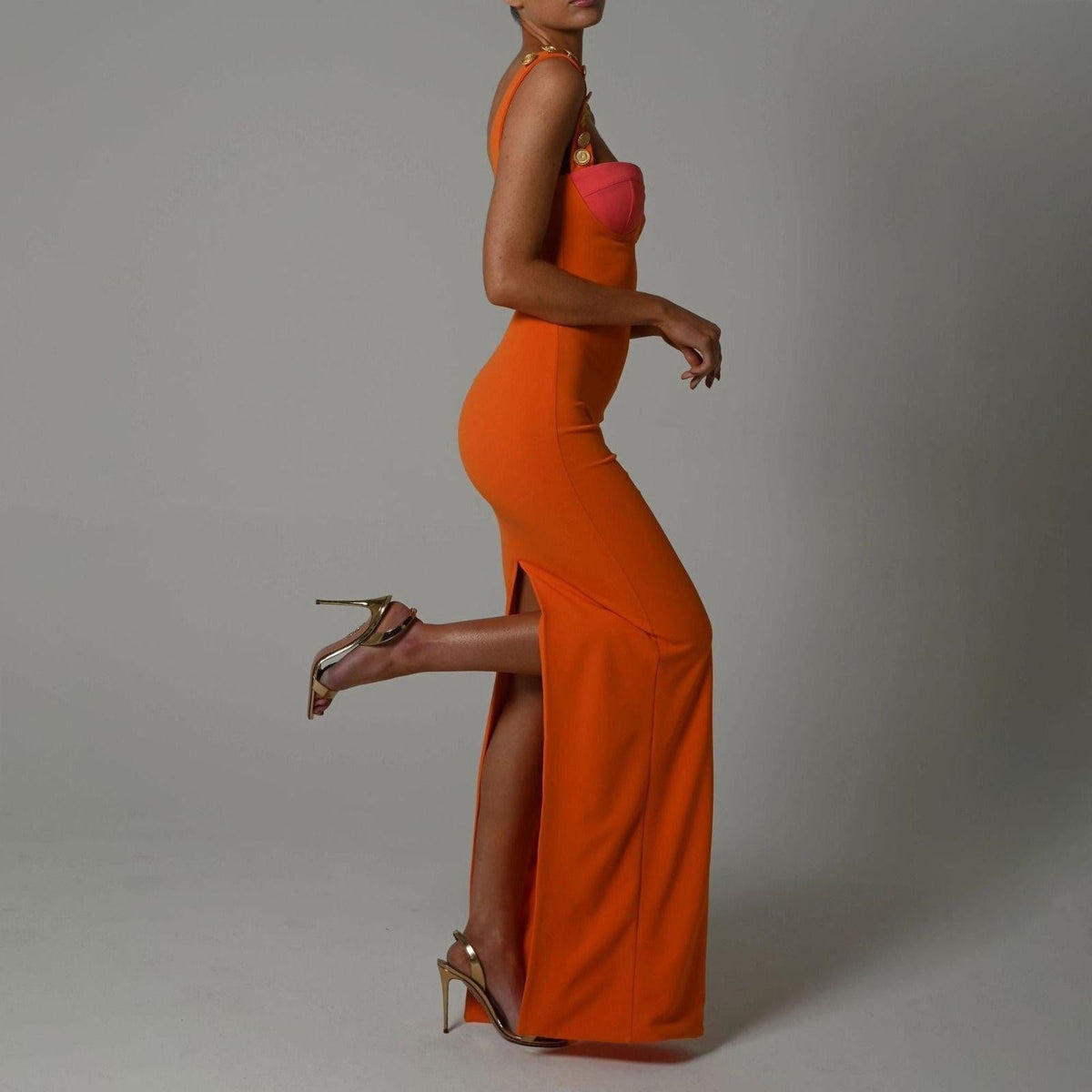KittenAlarm - Meghan Patchwork Back Slit Maxi Dress
