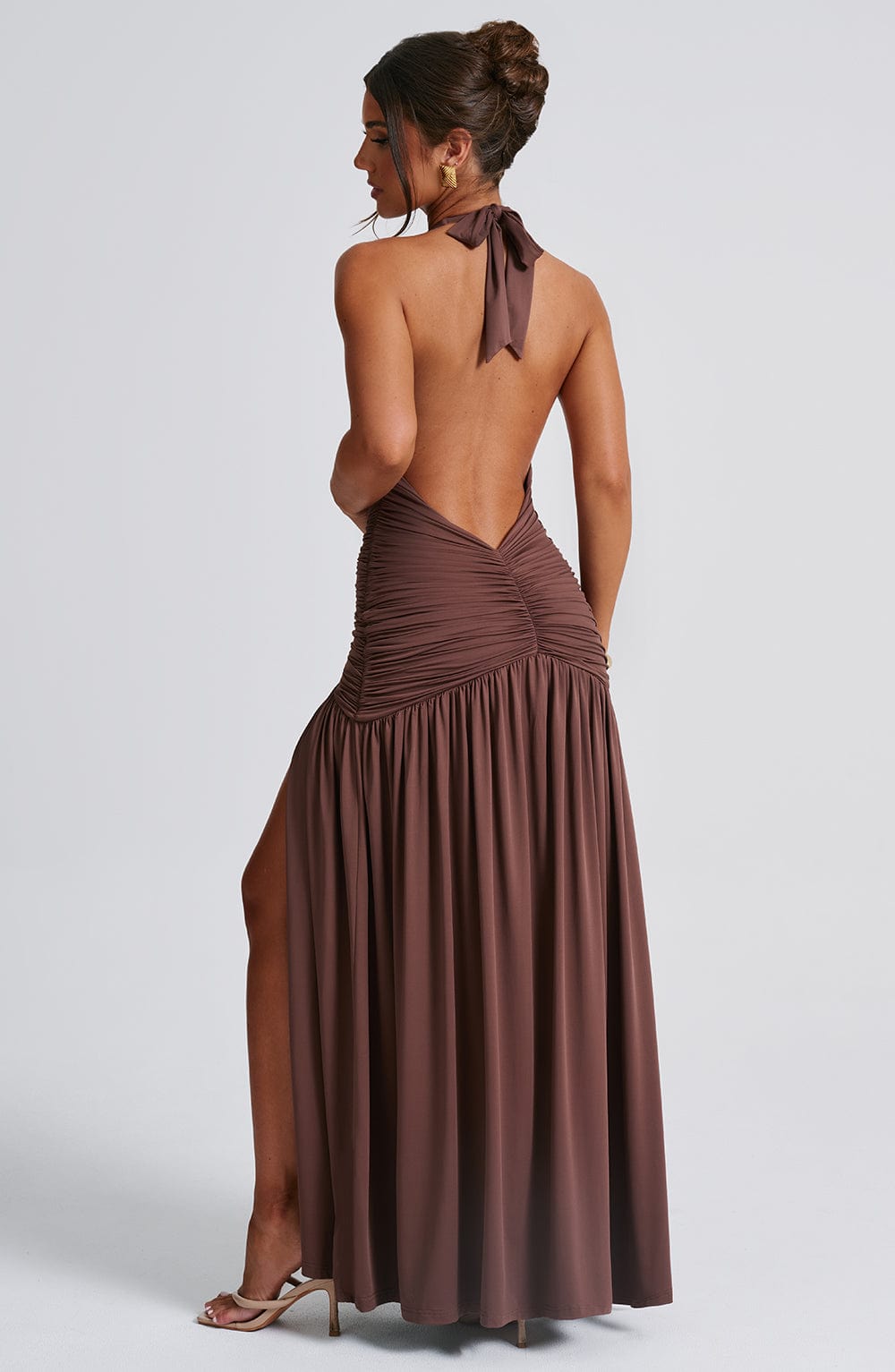 Velvet Deep V-Neck Wrap Waist Bodycon Midi Dress - View 4