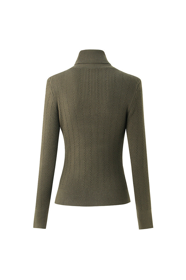 Rosedress Metallic Button Wool Blend Turtleneck Sweater