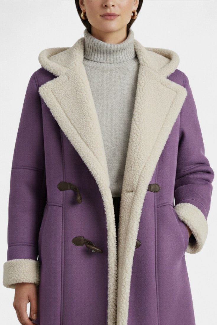 Hooded Faux Shearling Toggle Coat 10