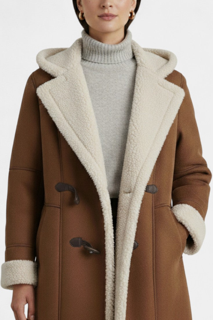 Hooded Faux Shearling Toggle Coat 6