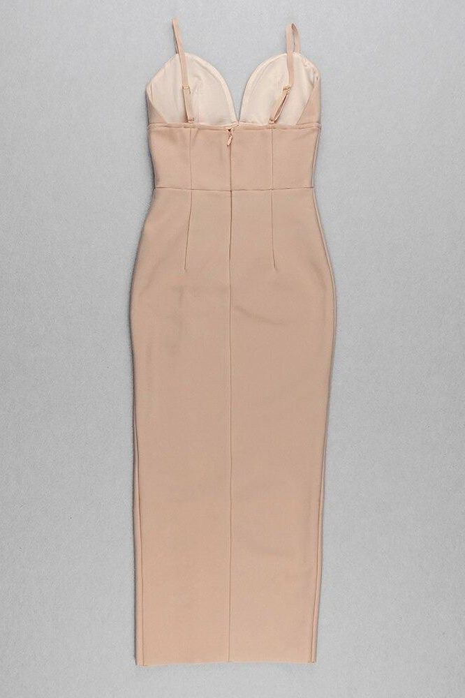 Milan Bandage Midi Dress - Nude - Fashionpara