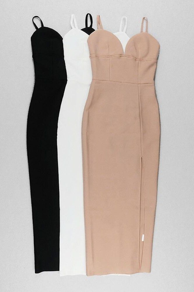 Milan Bandage Midi Dress - Nude - Fashionpara