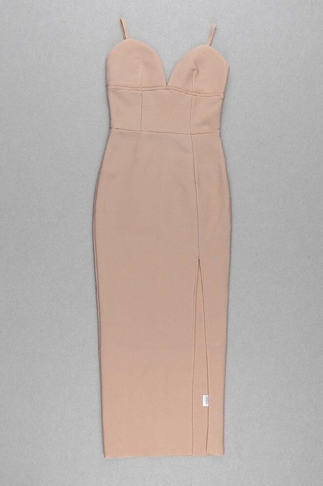 Milan Bandage Midi Dress - Nude - Fashionpara
