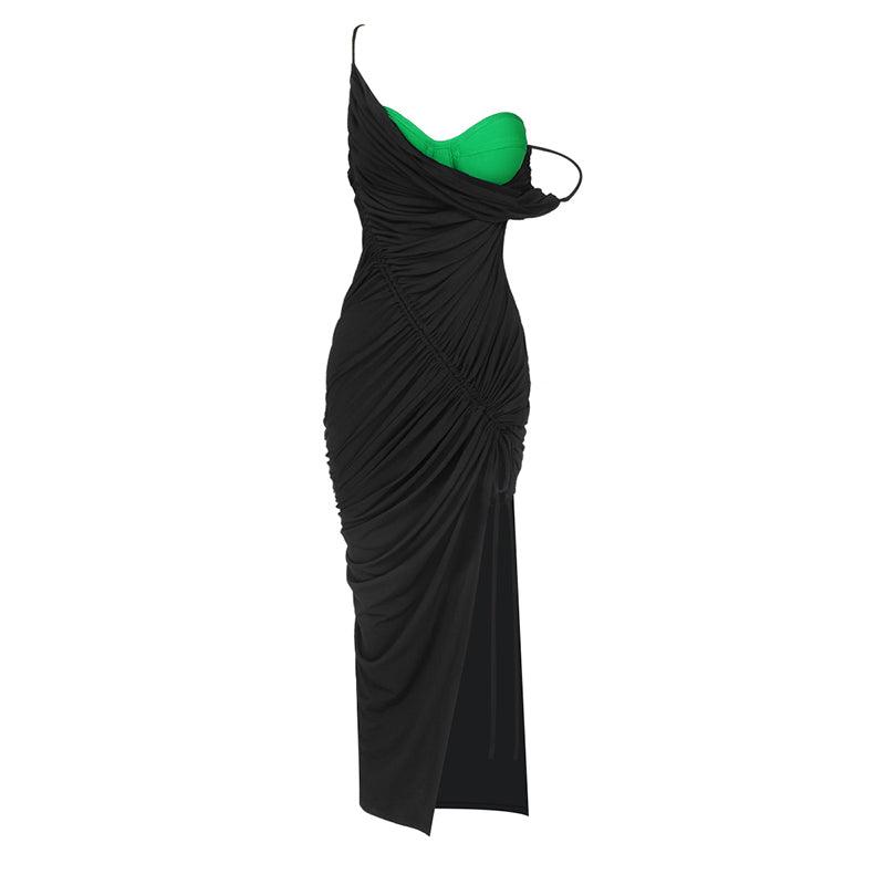 KittenAlarm - Minda One Shoulder High Slit Dress
