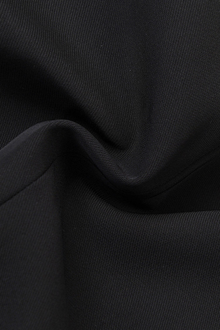 Chic Collarless V Neck Longline Coat with Shoulder Pads