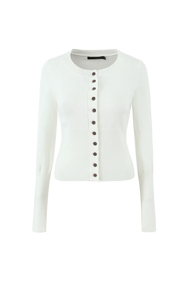 Rosedress Fitted Crop Cardigan with Button Detail in Knitwear