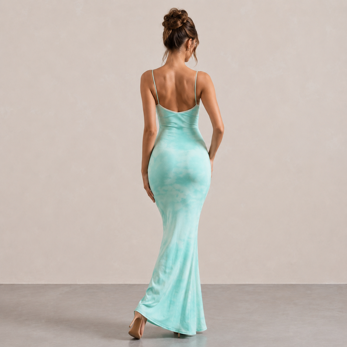 Sweetheart Tie Dye Corset Fishtail Maxi Dress 6