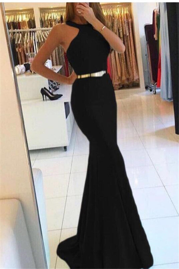 Mint Halter Mermaid Prom Dress Long Sleeveless - Fashionpara