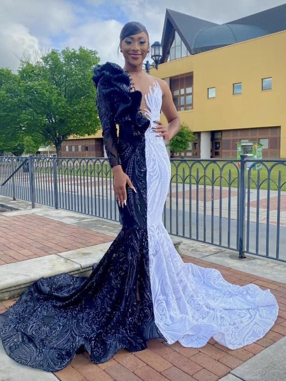 Mix Color Mermaid Prom Dress Sequins Long - Fashionpara