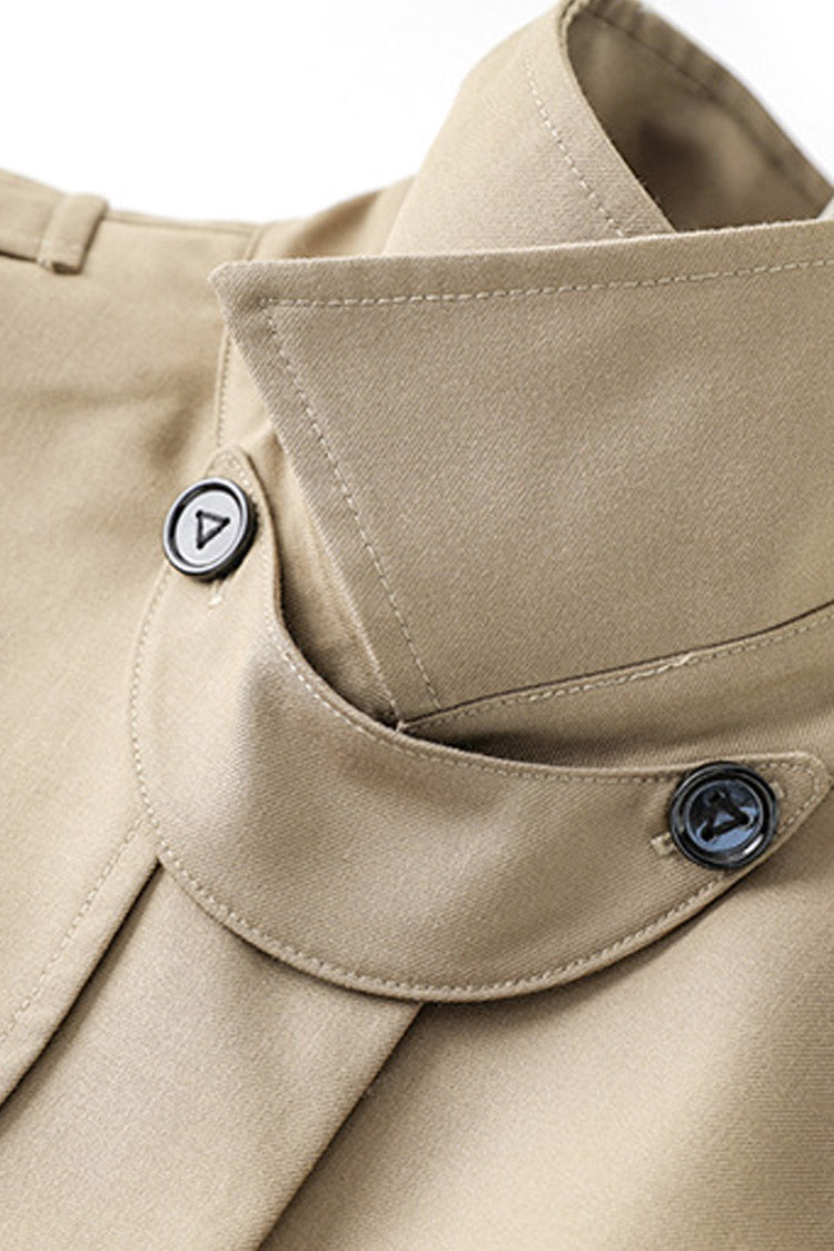 Elegant Belted Short Trench Coat with Cinched Waist Design