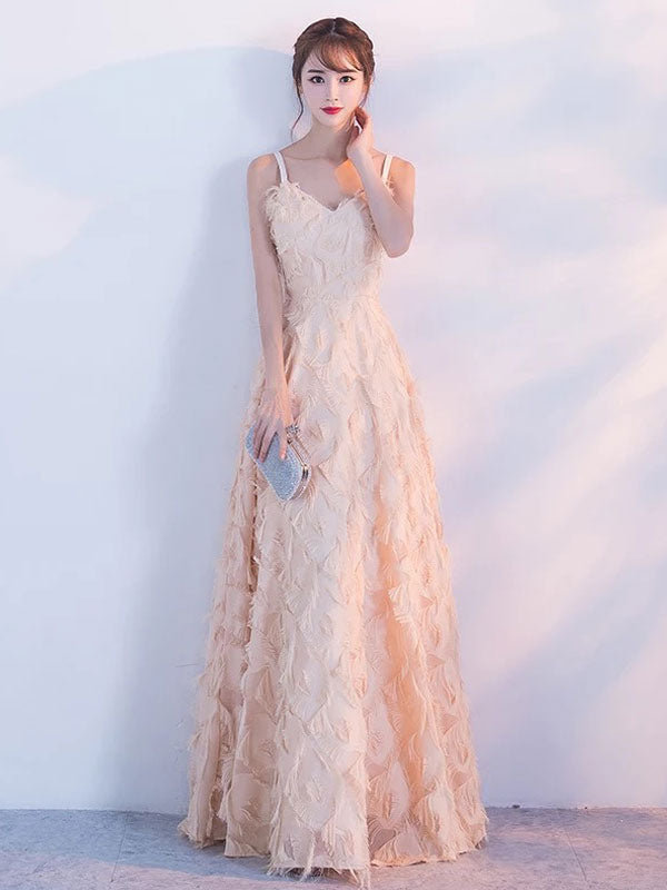 Modern Evening Dresses Blush Pink Long Halter Feathers Sleeveless Floor Length Graduation Dress wedding guest dress