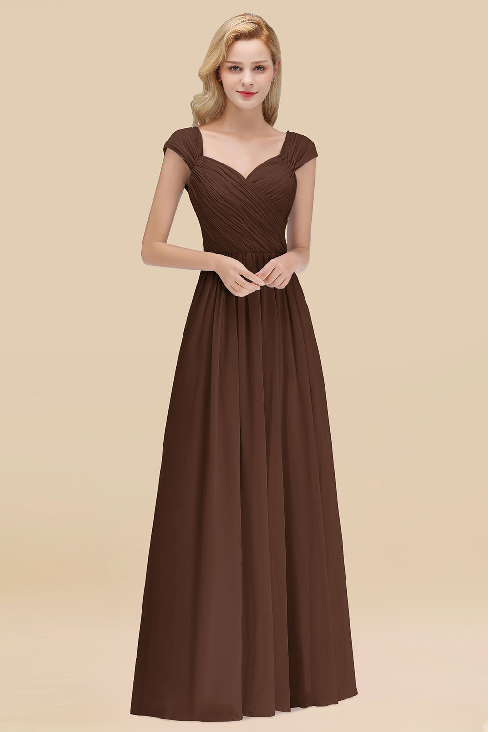 Modest Chiffon Sweetheart Sleeveless Affordable Bridesmaid dresses with Ruffles - Fashionpara