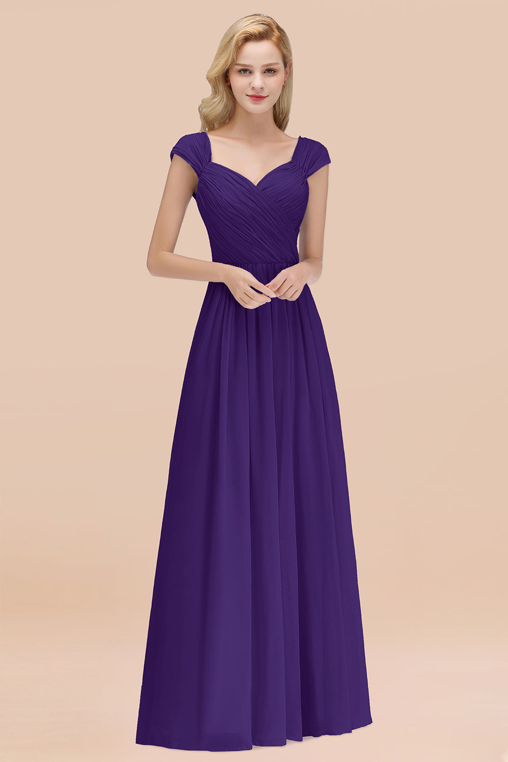 Modest Chiffon Sweetheart Sleeveless Affordable Bridesmaid dresses with Ruffles - Fashionpara