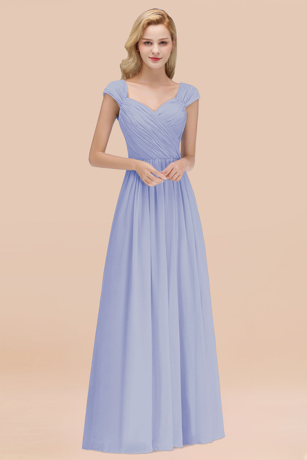 Modest Chiffon Sweetheart Sleeveless Affordable Bridesmaid dresses with Ruffles - Fashionpara