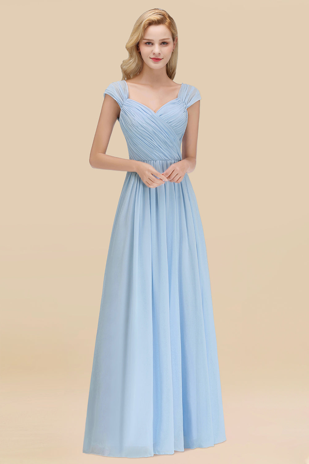 Modest Chiffon Sweetheart Sleeveless Affordable Bridesmaid dresses with Ruffles - Fashionpara