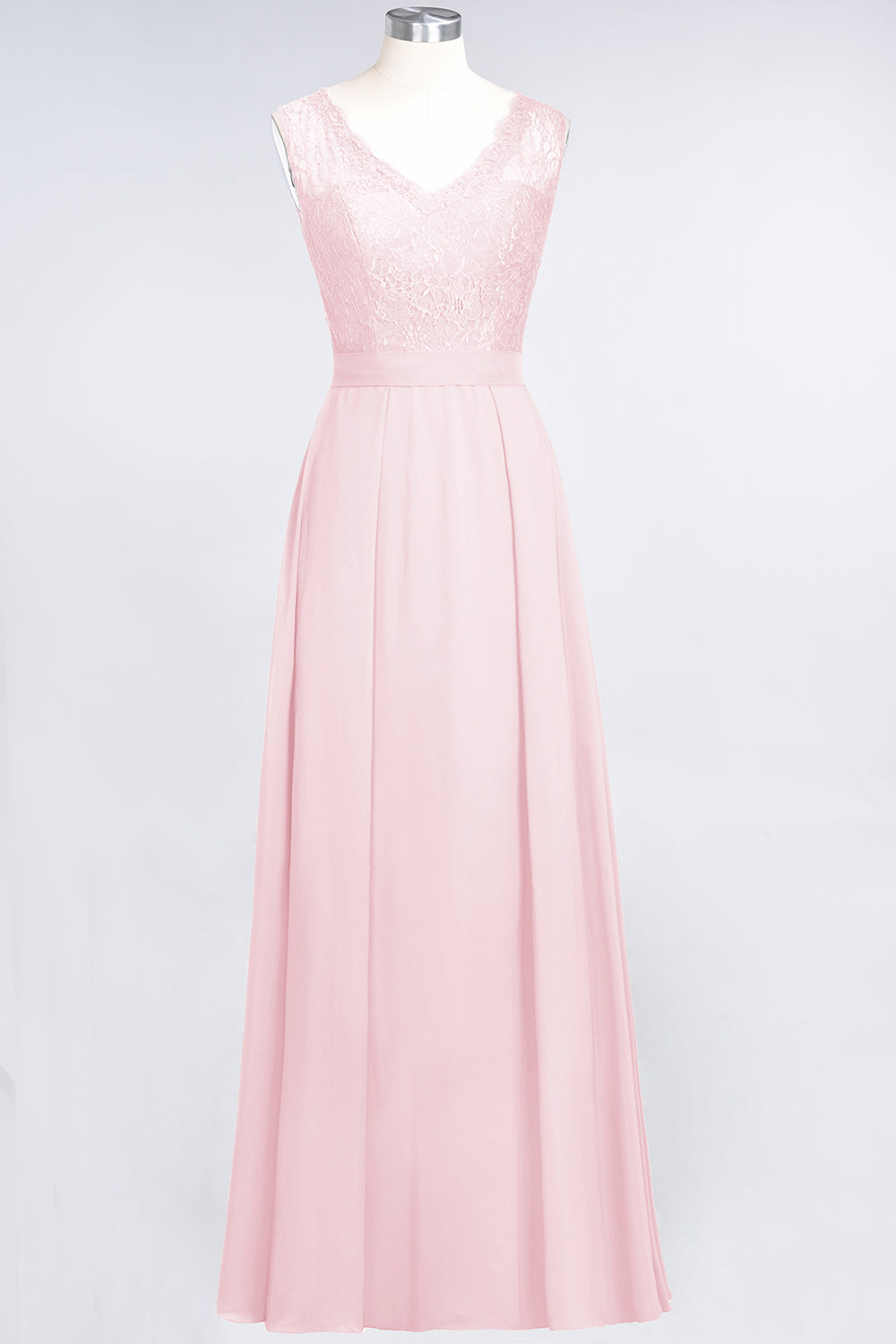 Modest Chiffon V-Neck Burgundy Lace Bridesmaid dresses - Fashionpara