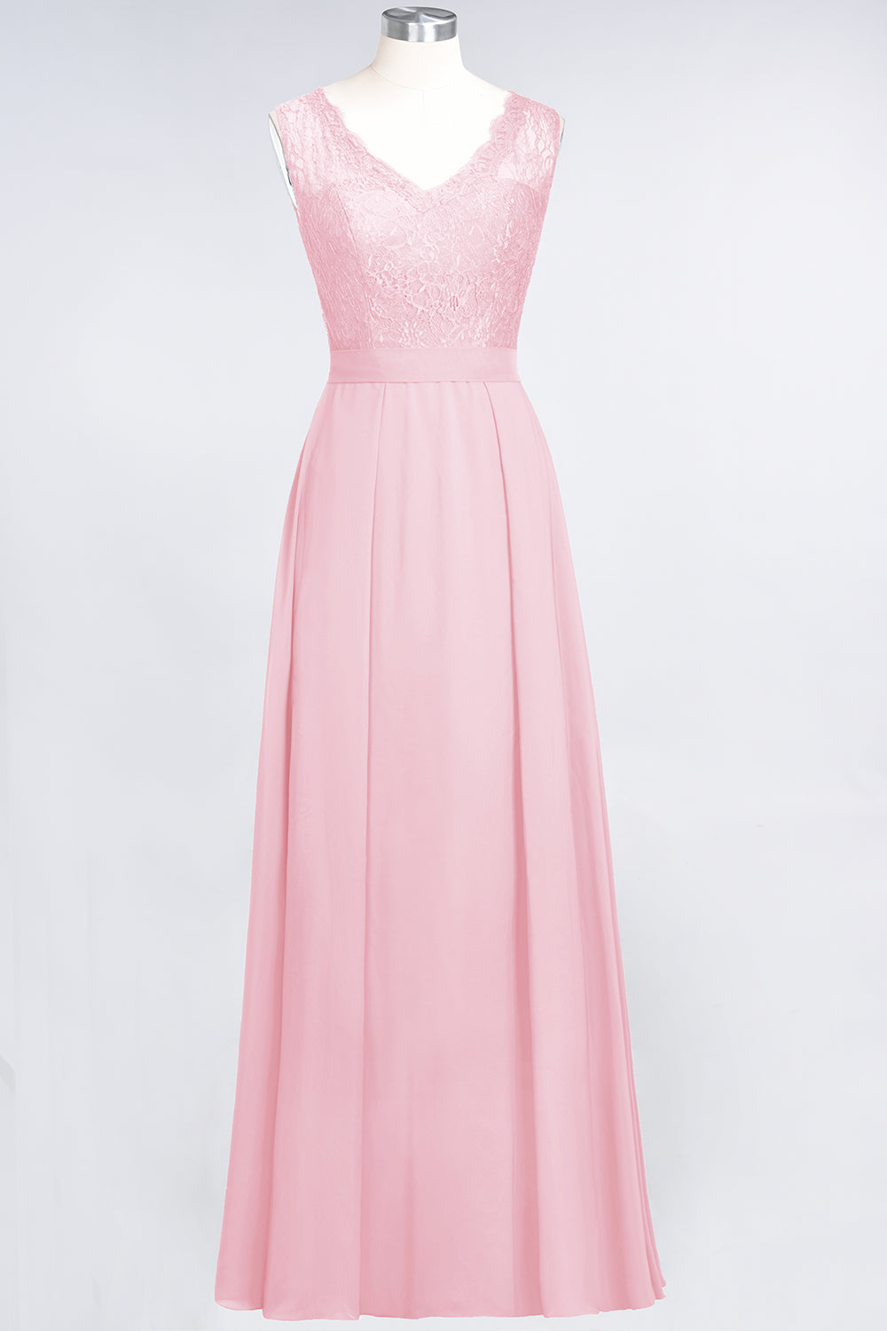 Modest Chiffon V-Neck Burgundy Lace Bridesmaid dresses - Fashionpara